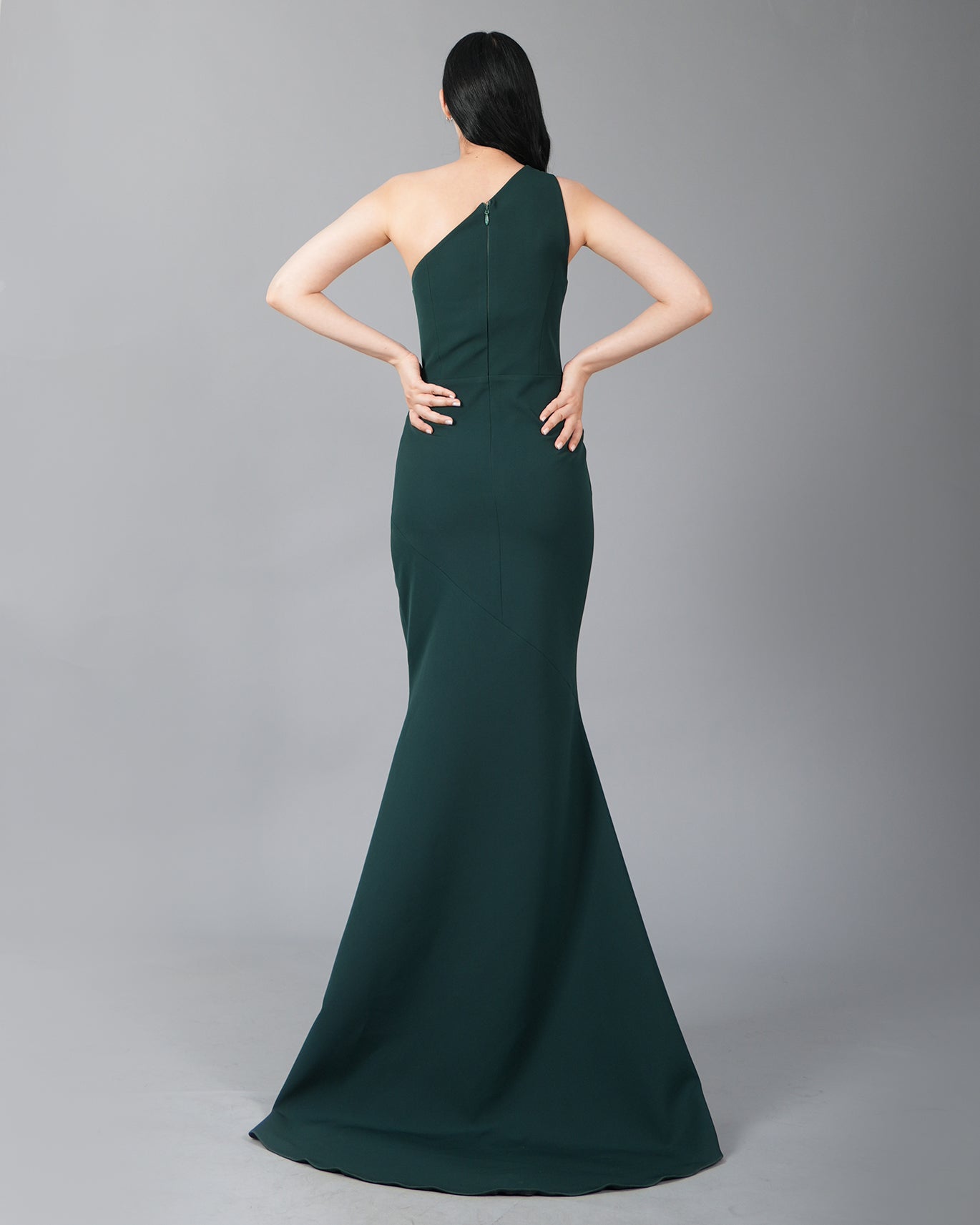 Asymmetric One-Shoulder Corset Gown with High Side Slit