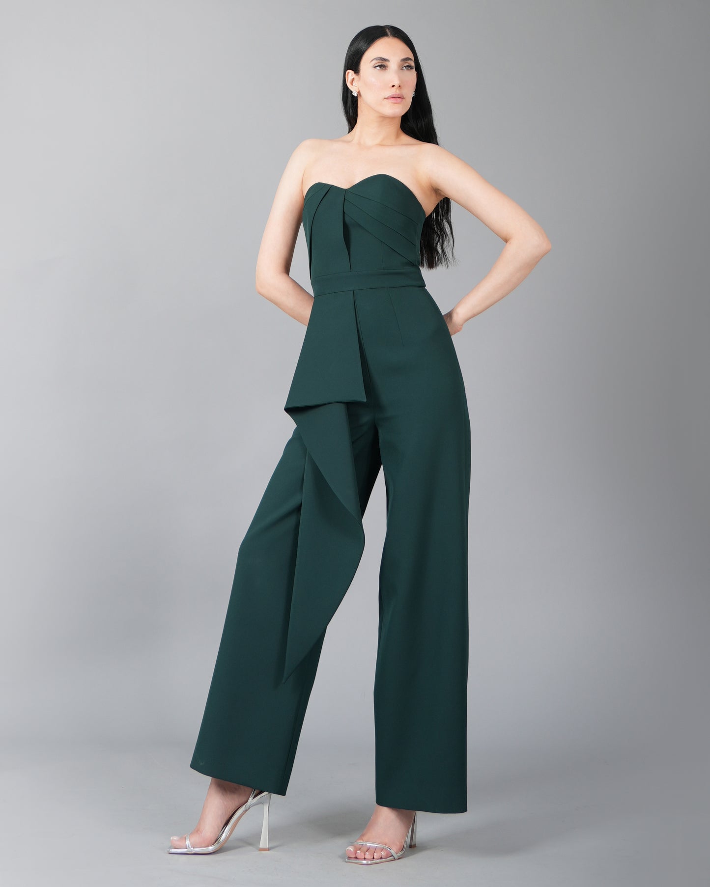 Strapless Emerald Structured Jumpsuit