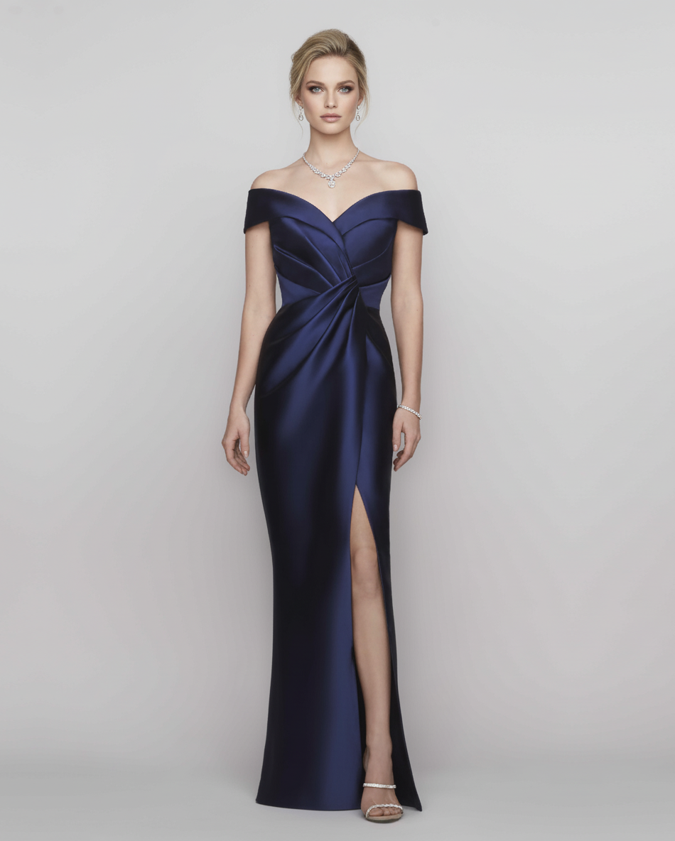Glamorous Off-the-Shoulder Twist-Front Evening Gown