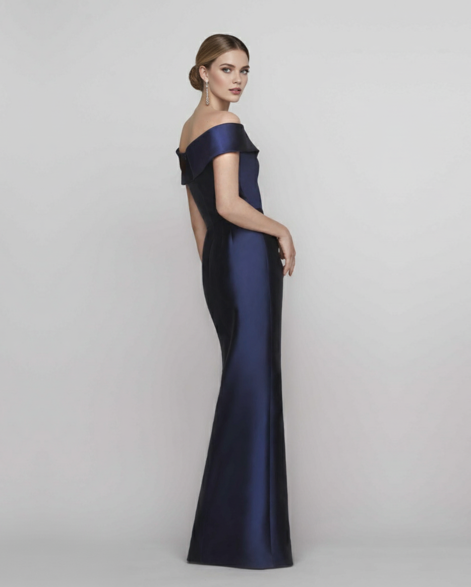Glamorous Off-the-Shoulder Twist-Front Evening Gown