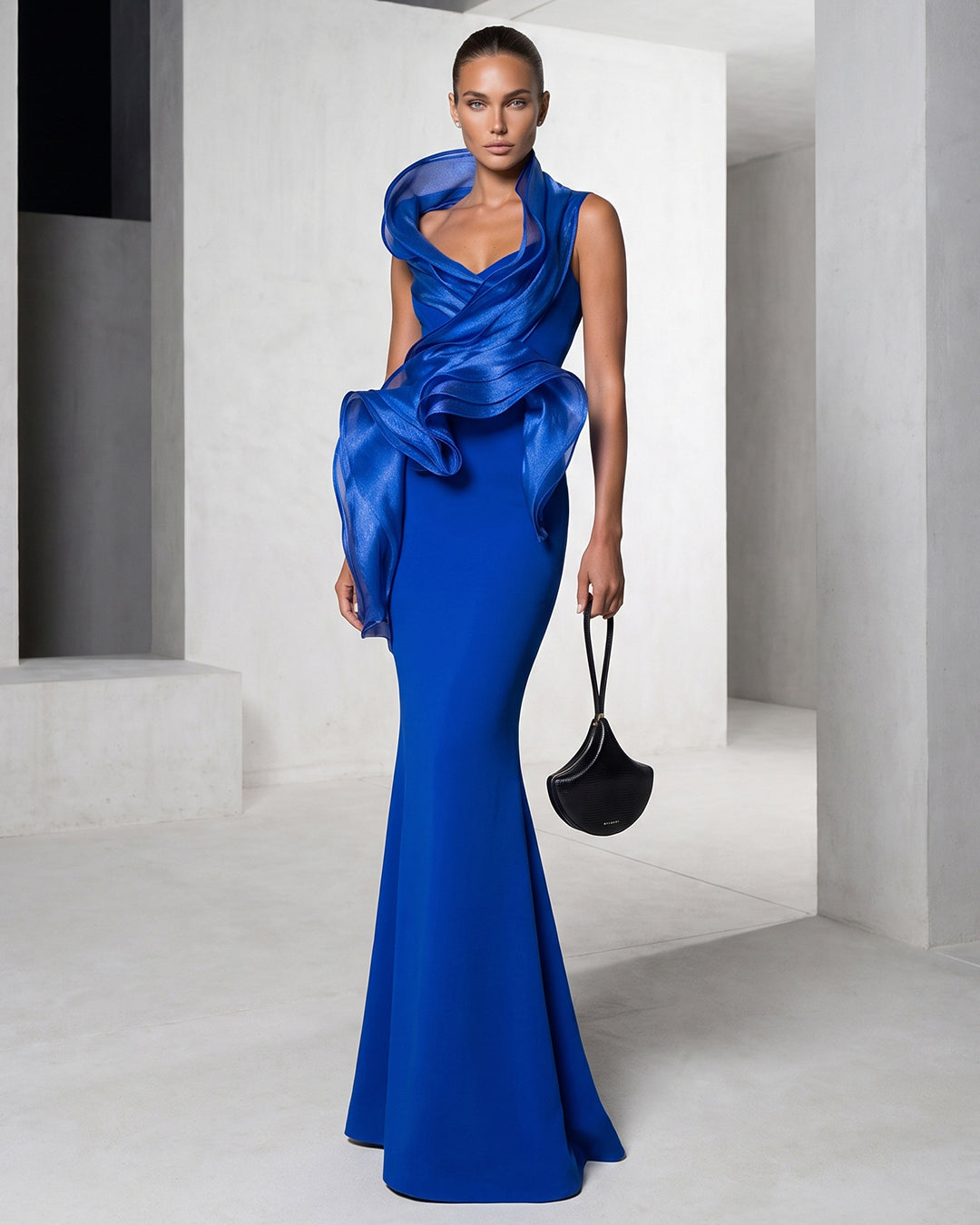 SAPPHIRE SCULPTED ORGANZA MERMAID GOWN