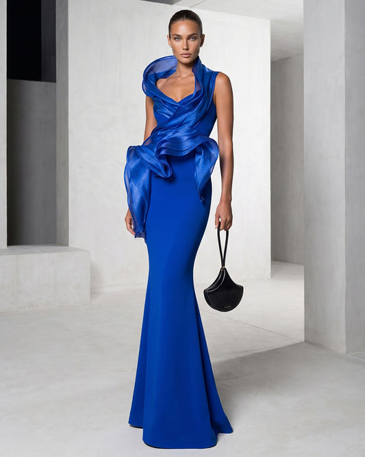 SAPPHIRE SCULPTED ORGANZA MERMAID GOWN