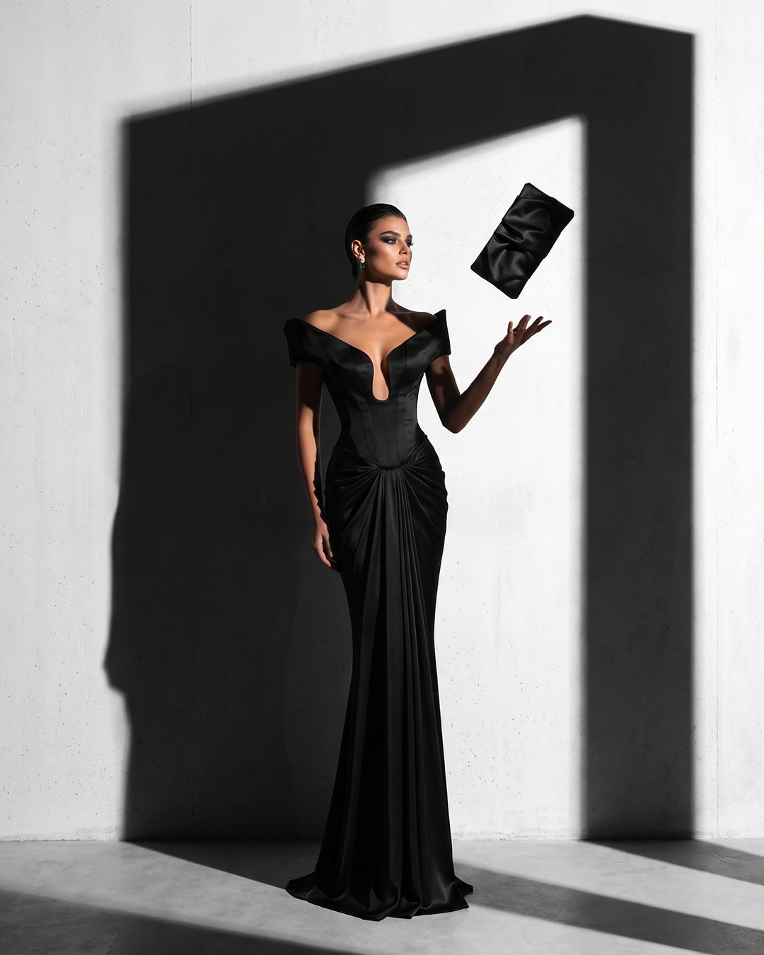 NOIR SCULPTED CORSET MERMAID GOWN
