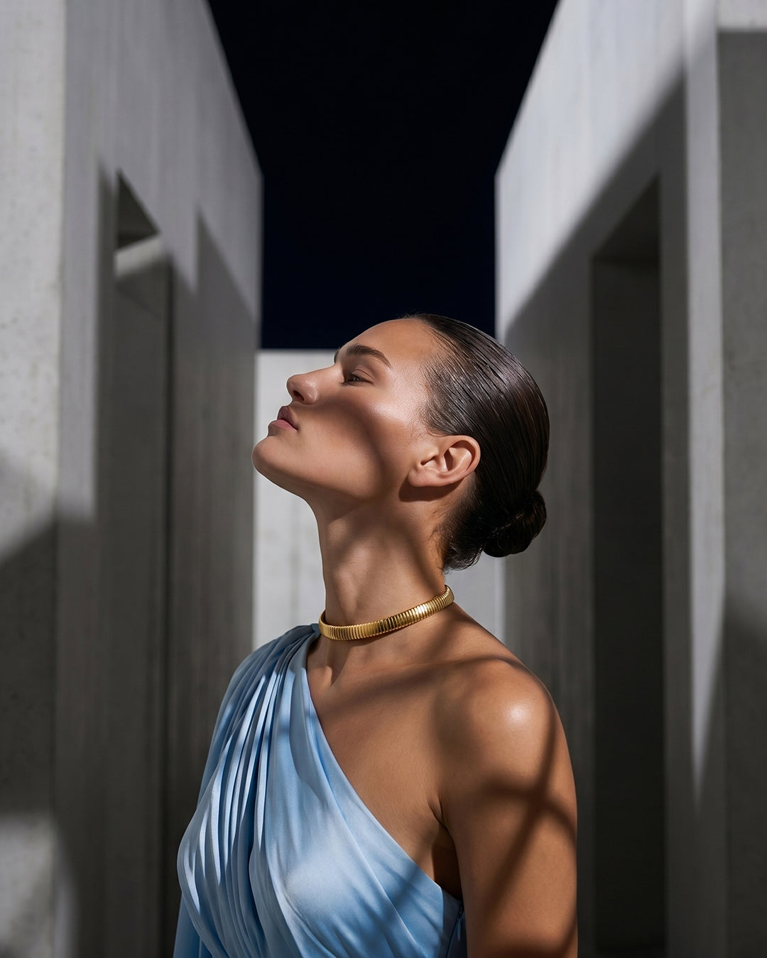 CELESTE DRAPED SATIN GOWN