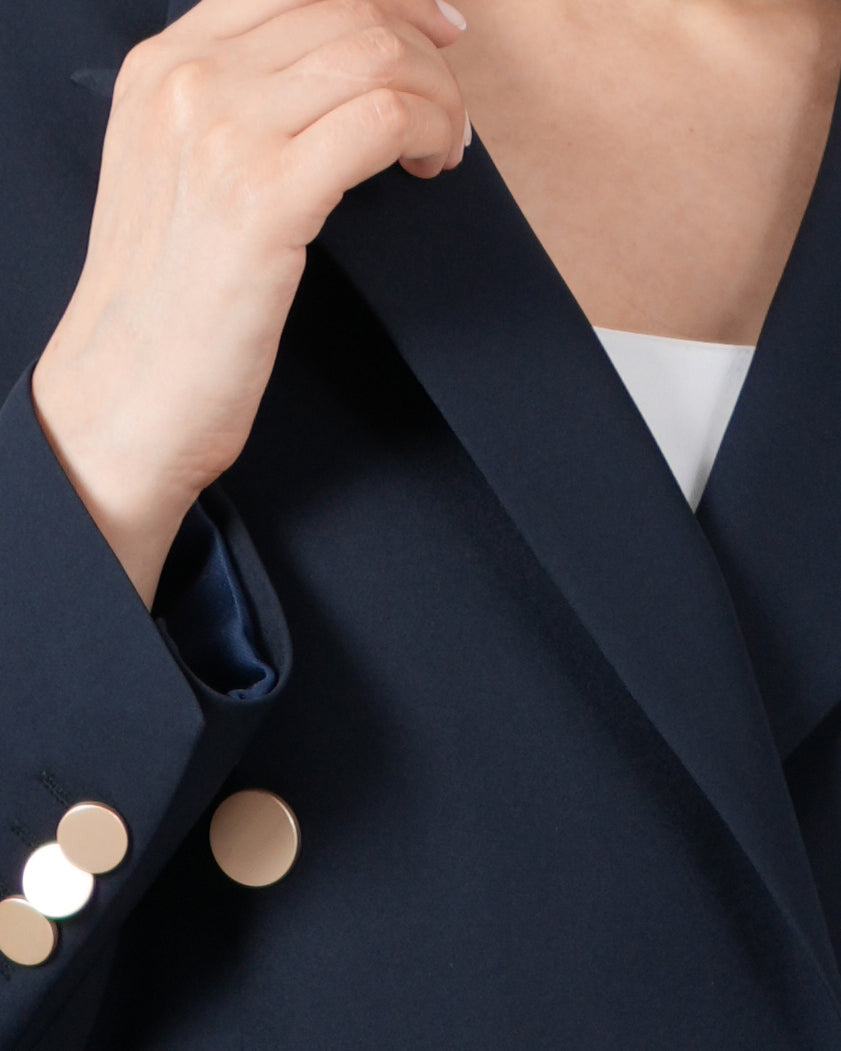 Double-Breasted Navy Pantsuit Set