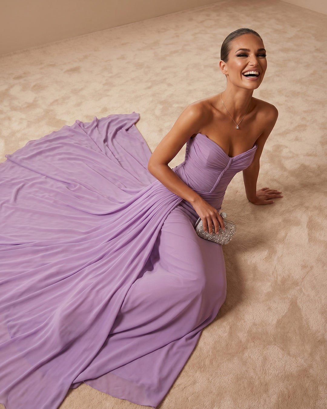 LILAC DRAPED SWEETHEART GOWN