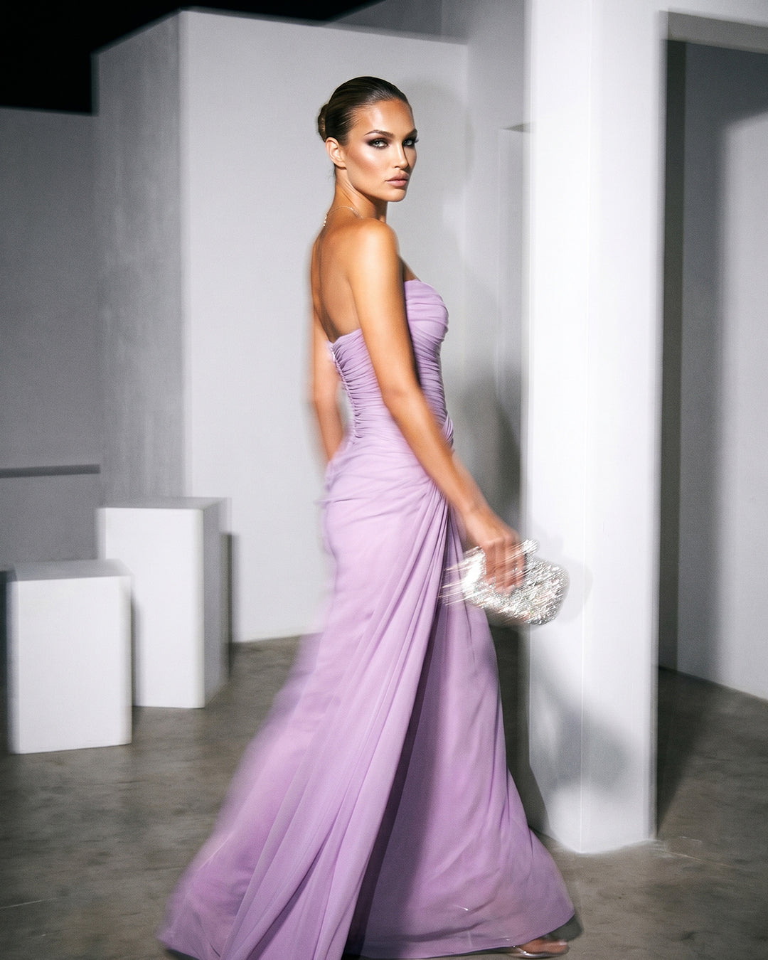 LILAC DRAPED SWEETHEART GOWN