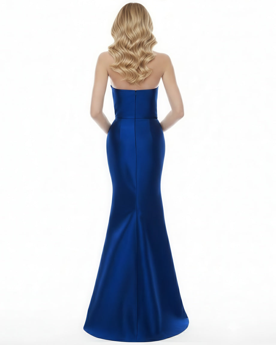 Sapphire One-Shoulder Satin Evening Gown