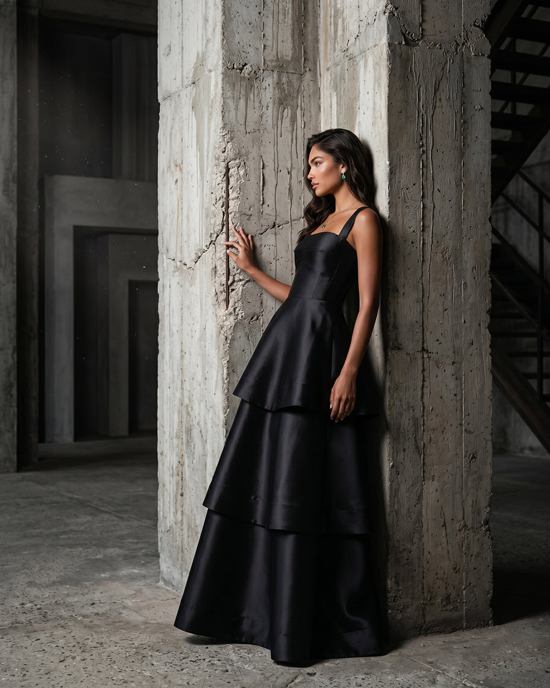 Noir Cascade Gown
