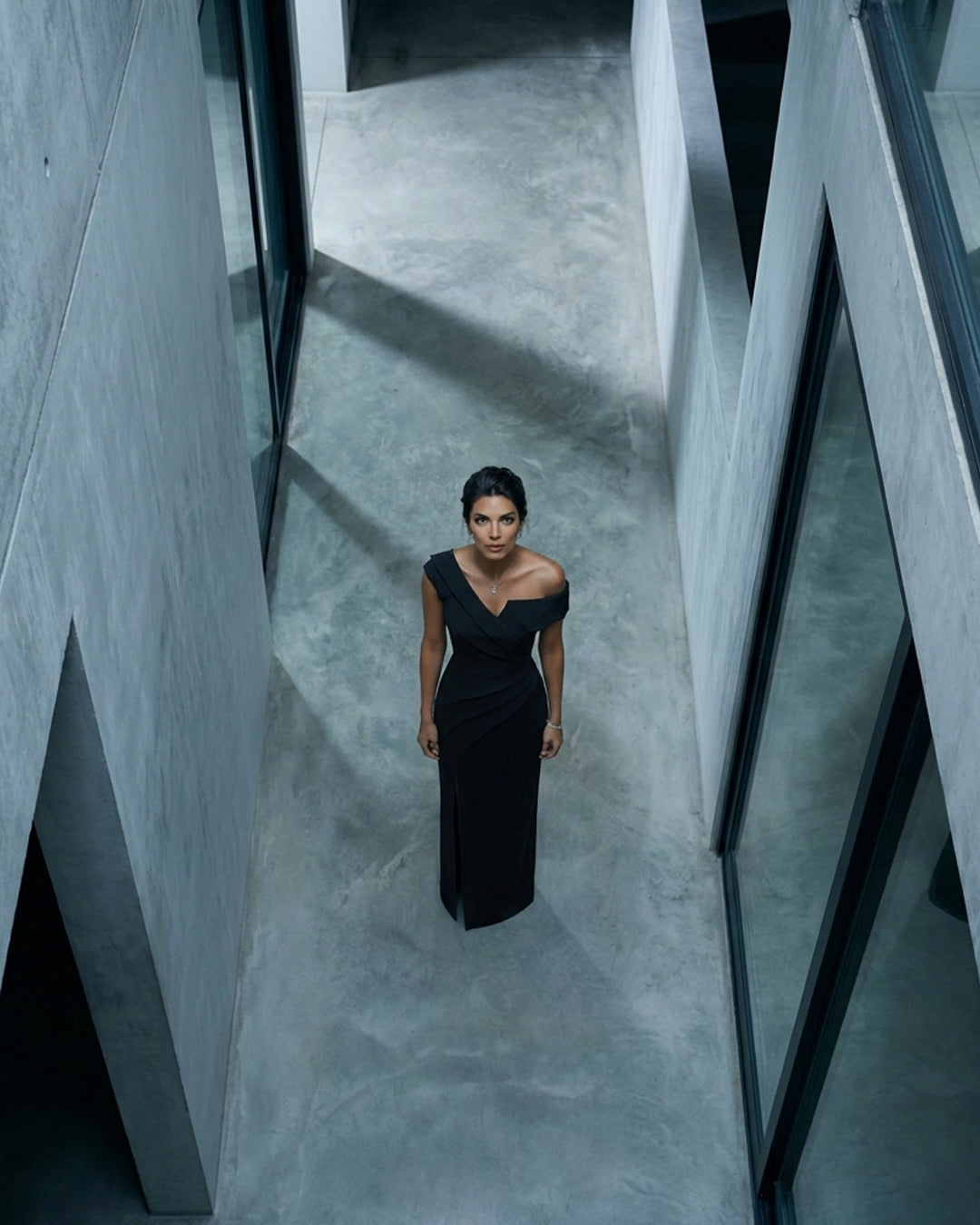Asymmetric Off-Shoulder Sculpted Evening Gown