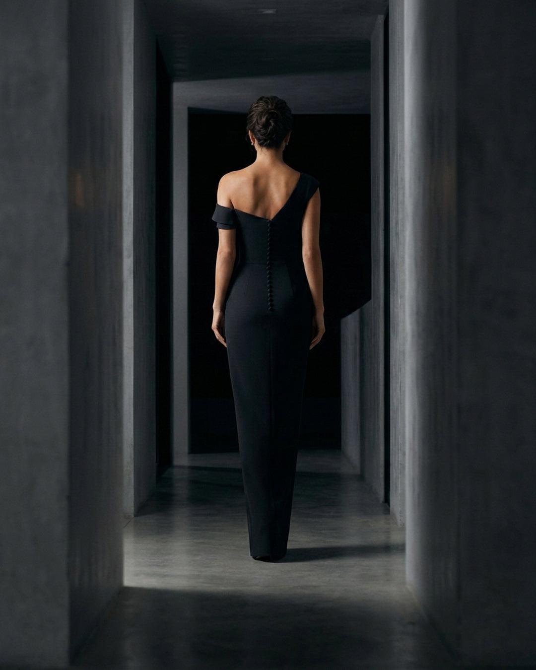 Asymmetric Off-Shoulder Sculpted Evening Gown
