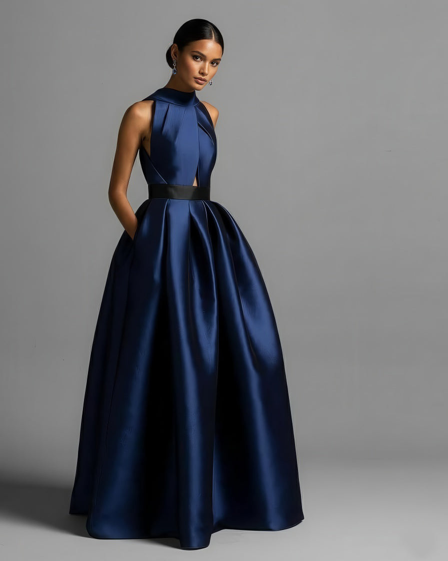MIDNIGHT HALTER BALL GOWN